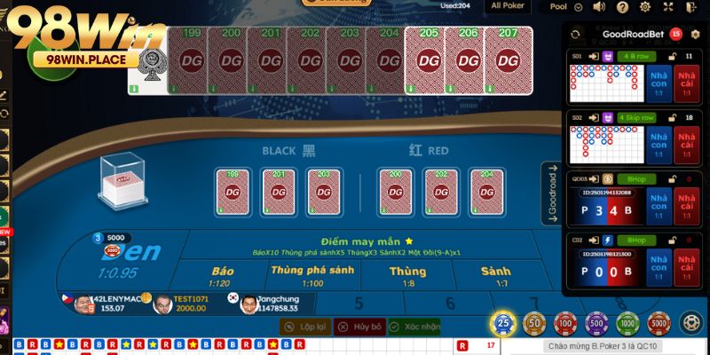 Bàn cược Poker hấp dẫn tại casino 98Win